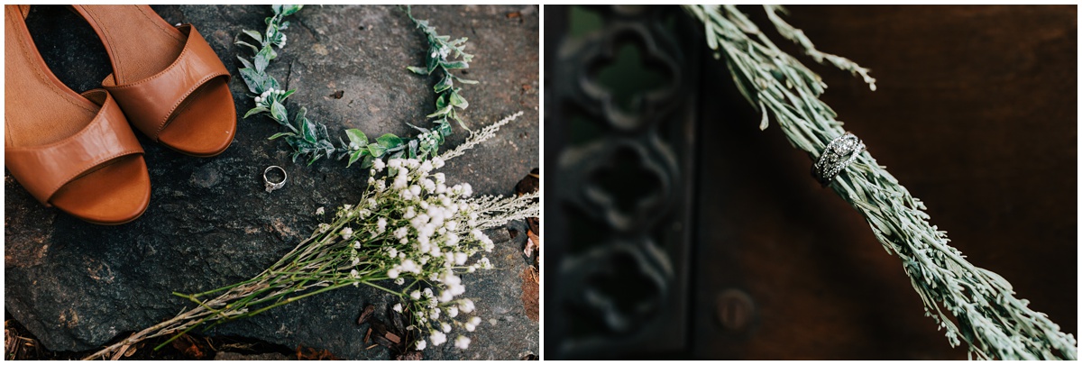 detail photo of flowers, shoes and ring | glenwood treefarm tacoma washington photographer