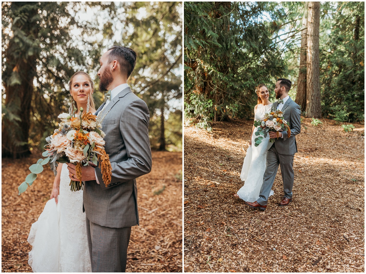 bride and groom portraits walking | glenwood treefarm tacoma washington photographer