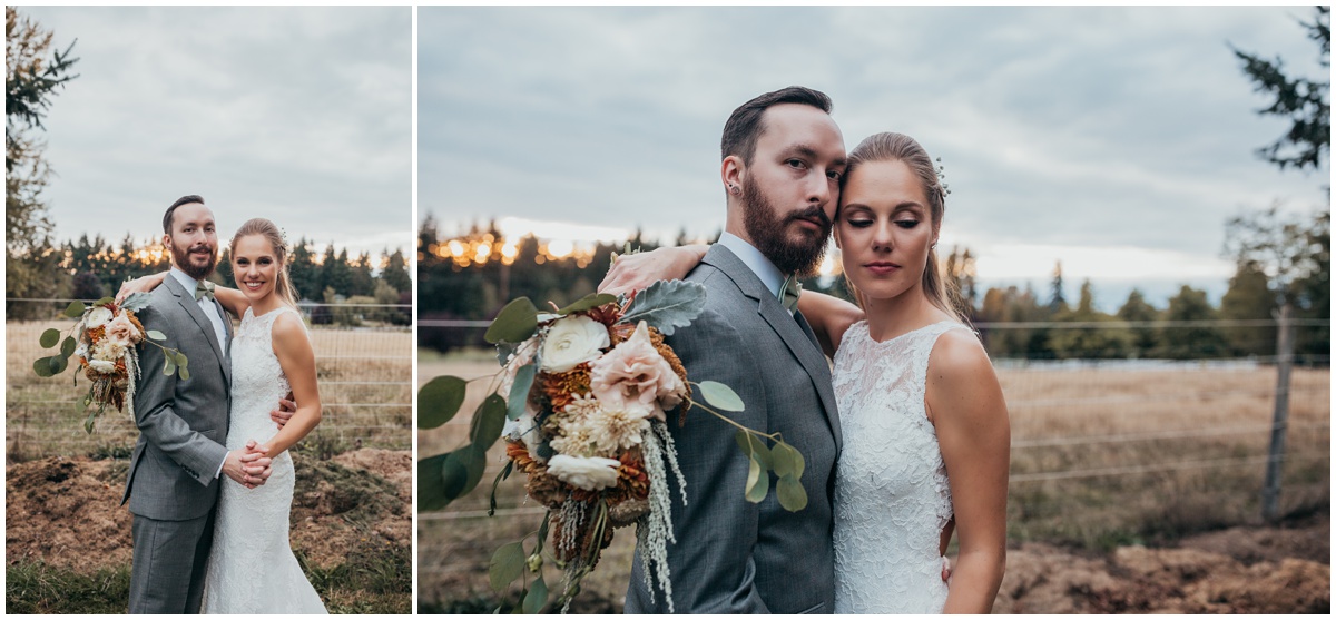 romantic sunset portraits of bride and groom | glenwood treefarm tacoma washington photographer