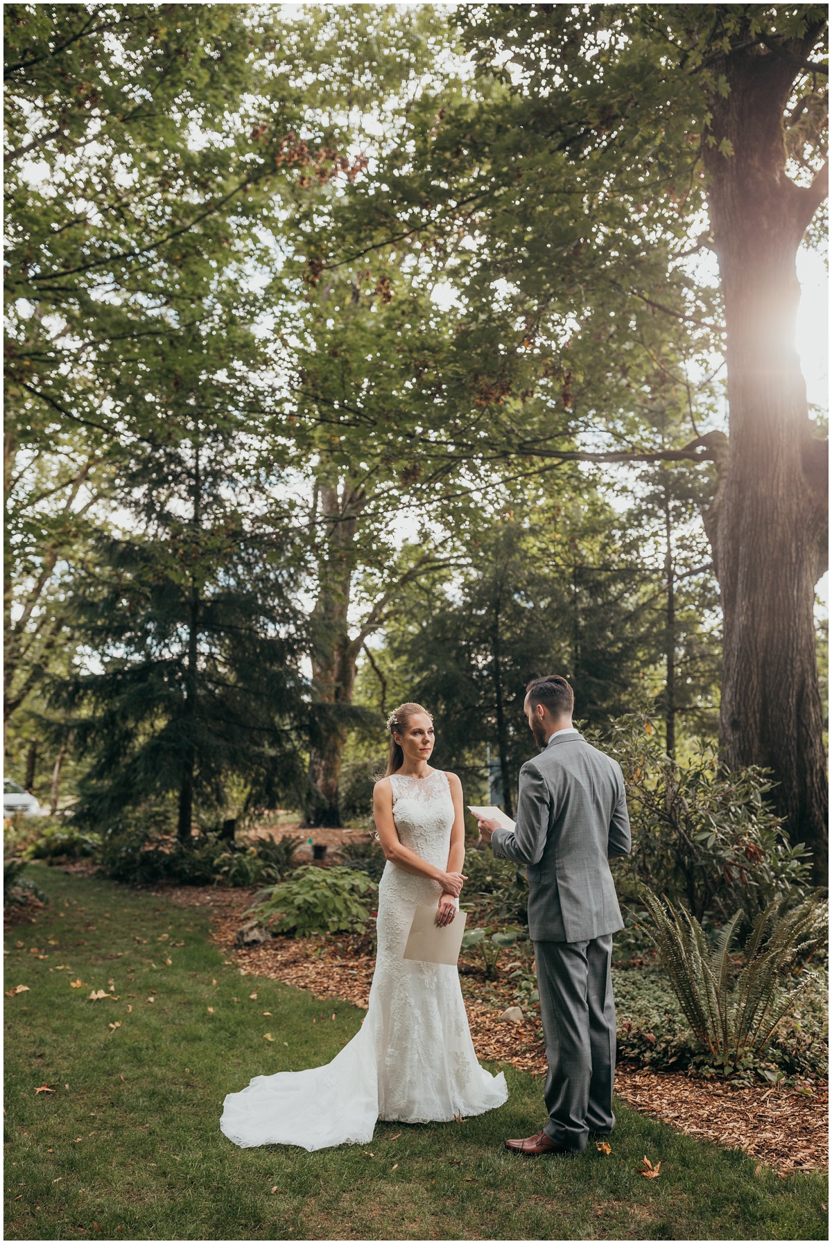 bride and groom exchanging vows | glenwood treefarm tacoma washington photographer