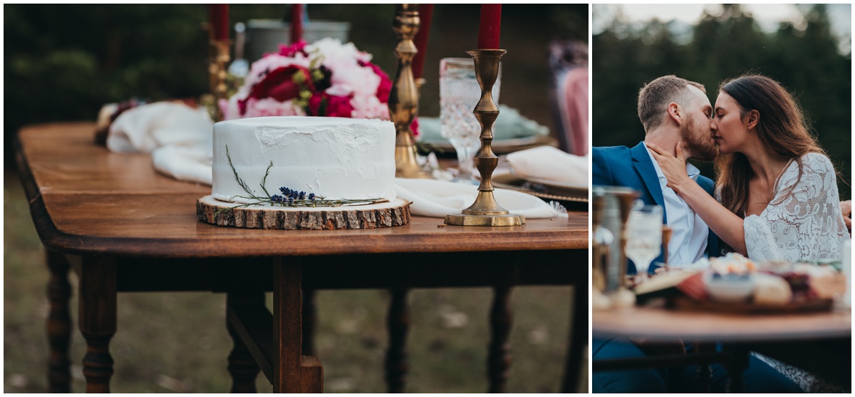 cake and table top decoration | Gold Creek Pond Washington Elopement Photographer