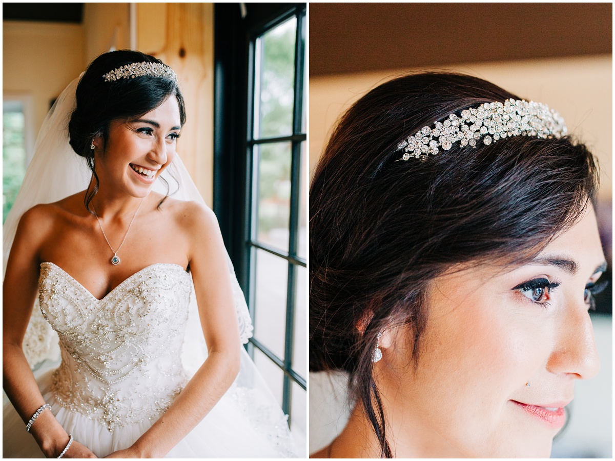 bride getting ready close up of crown | Hidden Meadows Wedding Snohomish Washington