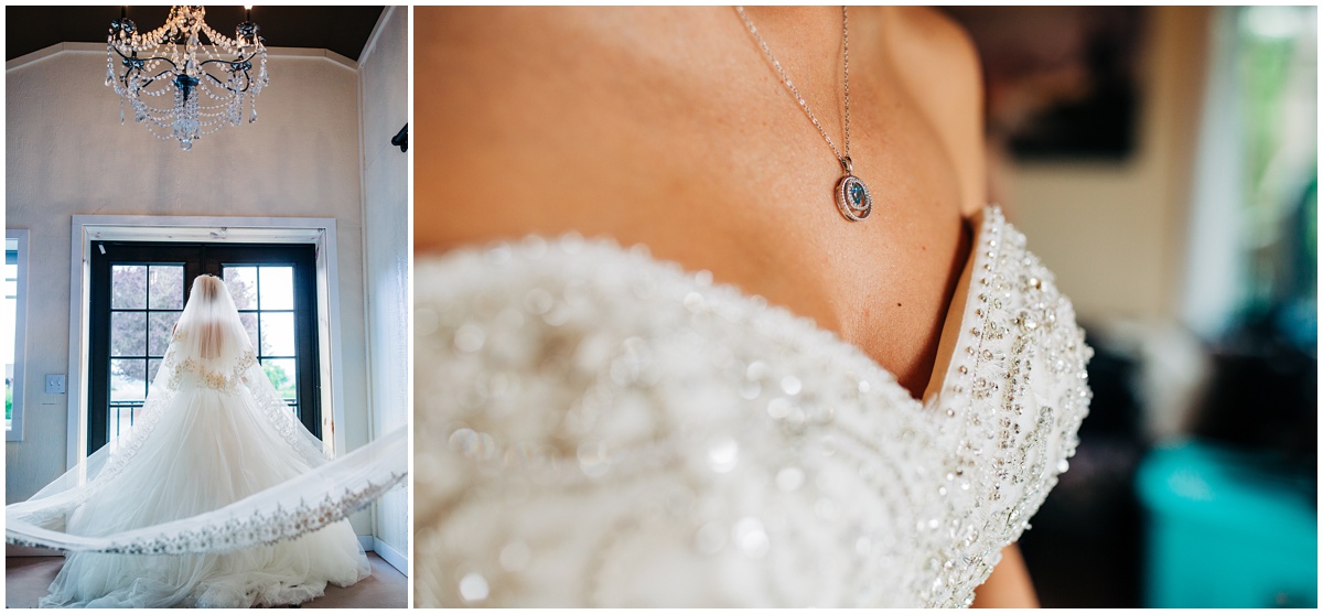 bride portraits and necklace before ceremony | Hidden Meadows Wedding Snohomish Washington