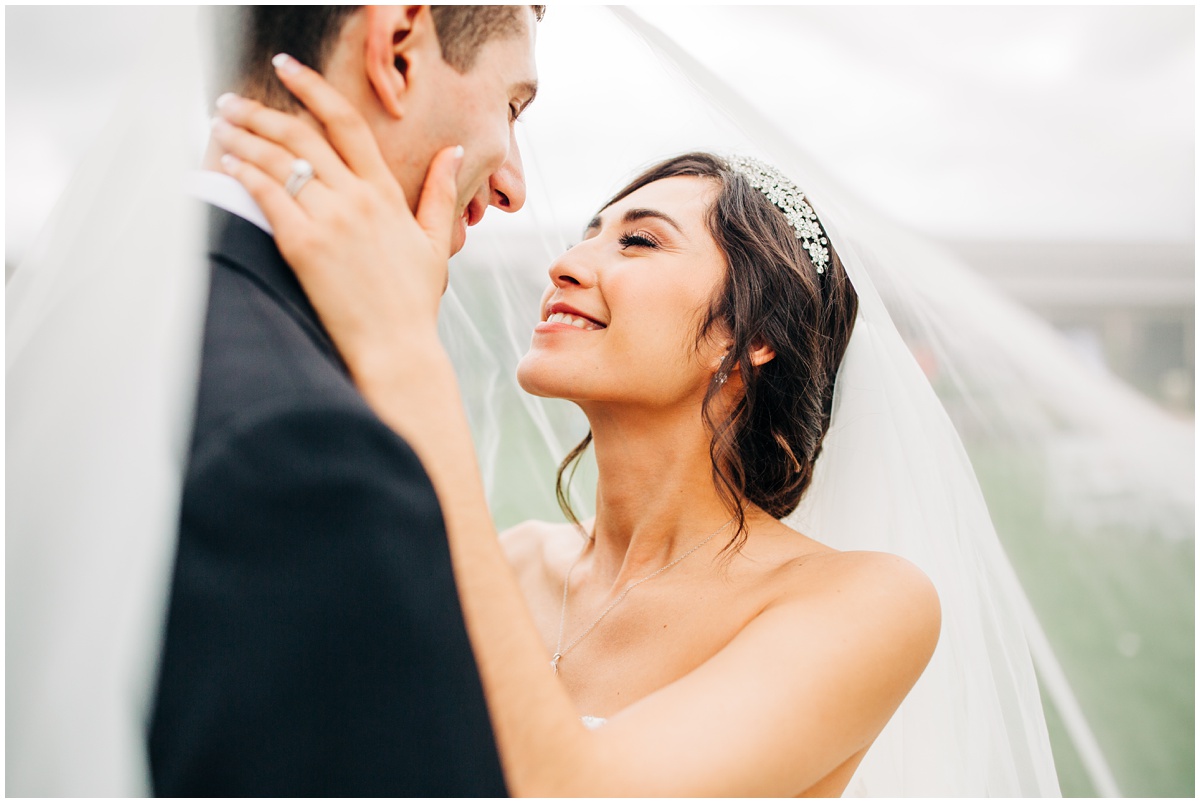 epic veil photo of bride and groom | Hidden Meadows Wedding Snohomish Washington