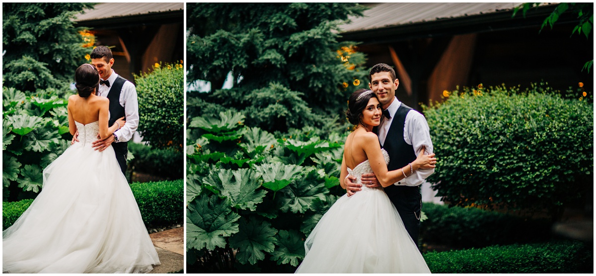 bride and groom portrait in the garden | Hidden Meadows Wedding Snohomish Washington