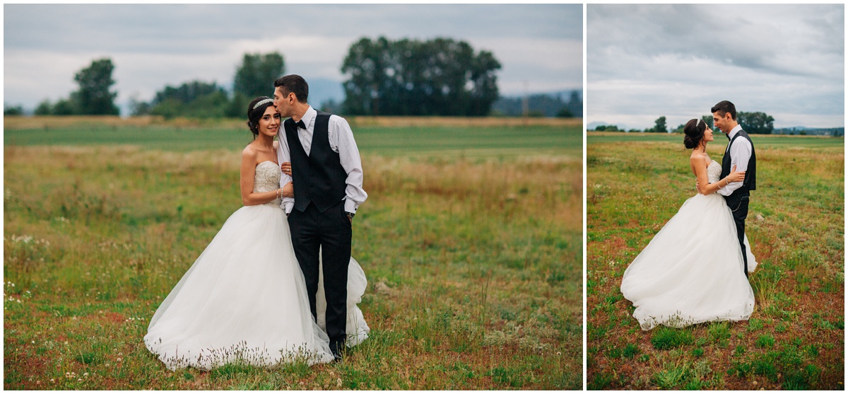 bride and groom with heads close | Hidden Meadows Wedding Snohomish Washington