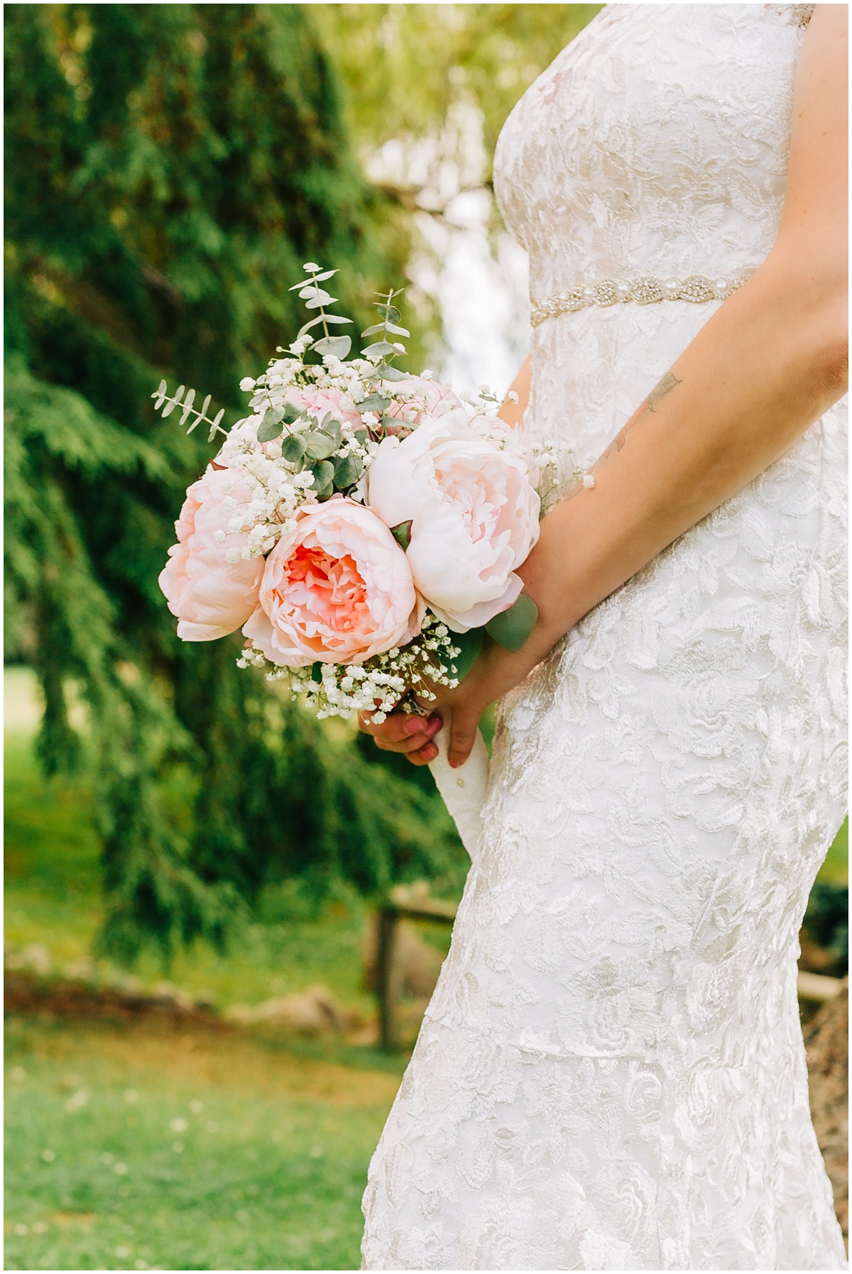 bride with flower details