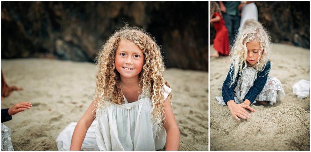curly hair girls playing during family photography session